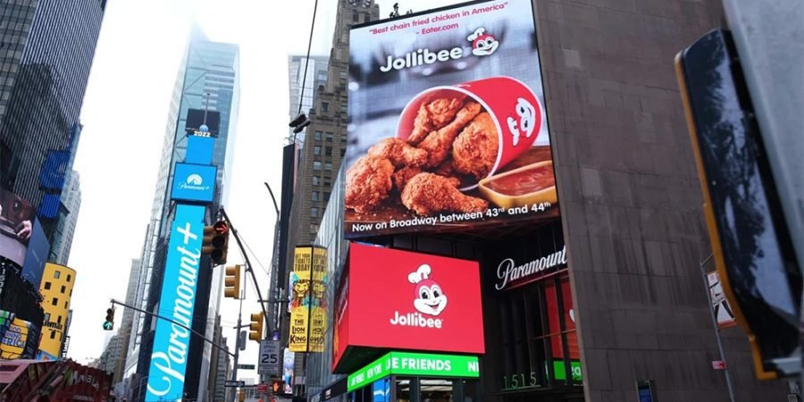 Jollibee billboard New York City Times Square - Chicken Joy - best fried chicken - Filipino brand - Bida ang Saya - Chicken Joy bucket